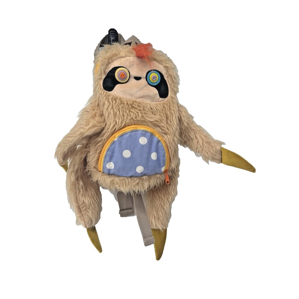 NOMELLAMO Costa Rica Sloth Monster Creature Unique Plush Backpack pockets button